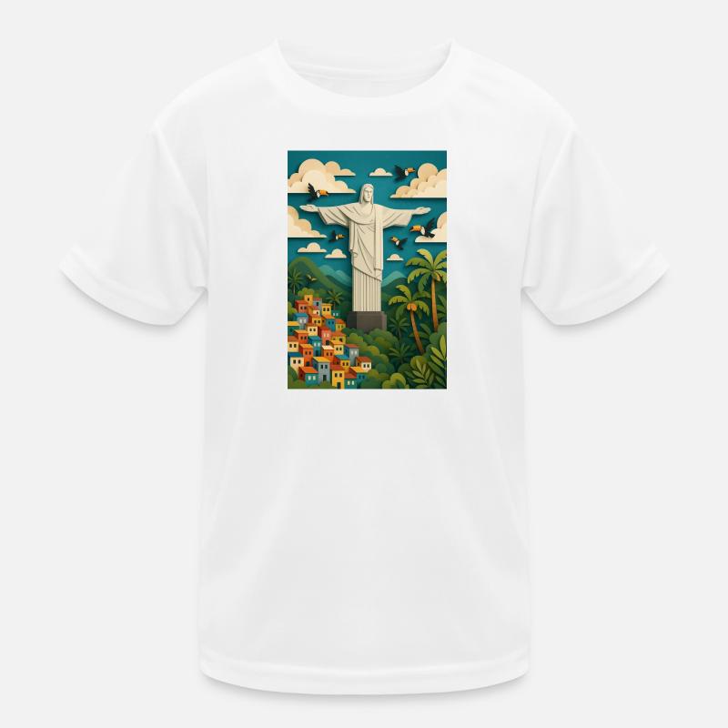Christ the Redeemer Statue in Tropical Setting/Rio Kids Functional T-Shirt