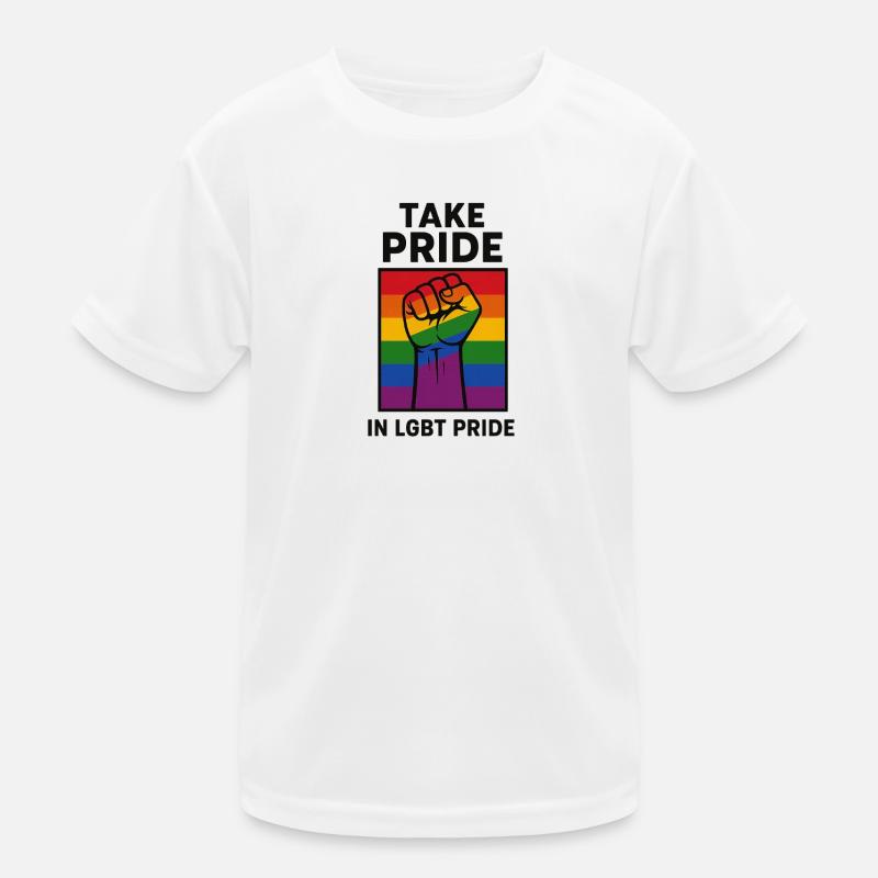Kühne Regenbogen Stolz Faust Illustration - Kinder Funktions-T-Shirt - Weiß