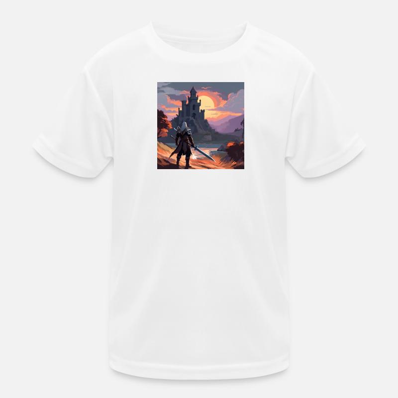 Le sorceleur devant le Bastion au coucher du soleil T-shirt sport Enfant
