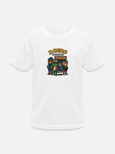 Kreuzberg Berlin Originals Bear Cucumber Dove Cat - Kids Functional T-Shirt - white - Front