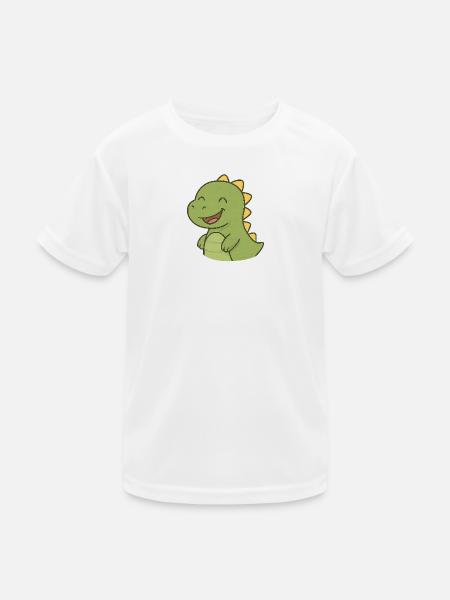 Lachender_Dino - Kinder Funktions-T-Shirt - Weiß