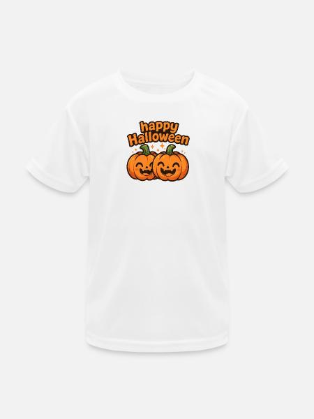 Happy Halloween pumpkins with lettering - Kids Functional T-Shirt - white