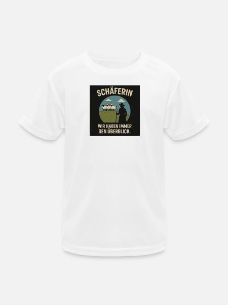 Schäferin Überblick - Kinder Funktions-T-Shirt - Weiß