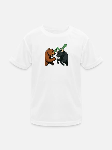 Bären und Bullen Kampf Chart - Kinder Funktions-T-Shirt - Weiß - Vorne