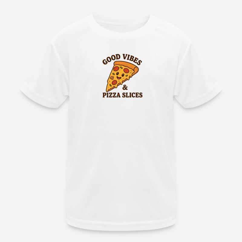 Happy pizza slice illustration Kids Functional T-Shirt