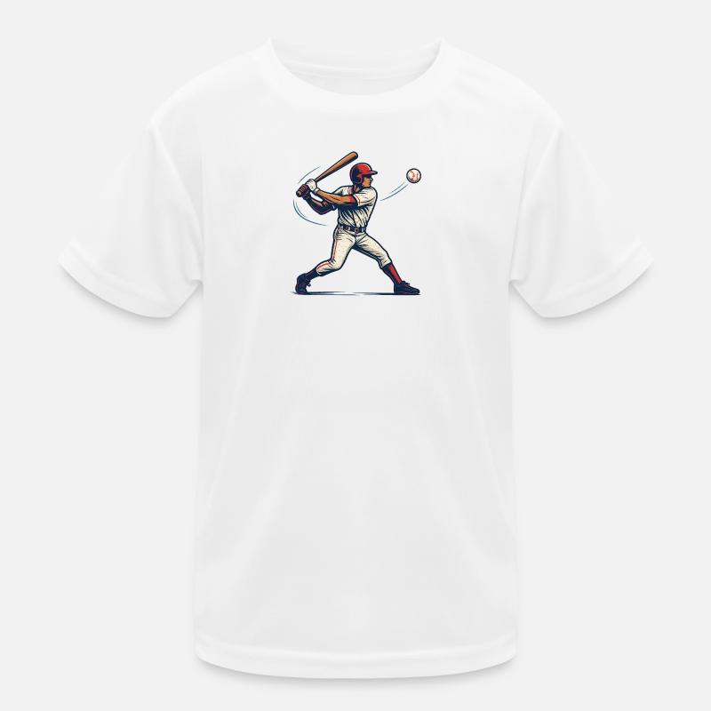 Vintage Baseball Player Illustration Kids Functional T-Shirt