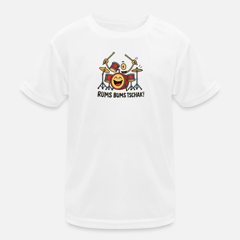 Fröhliches Schlagzeug Motiv mit Text Kinder Funktions-T-Shirt