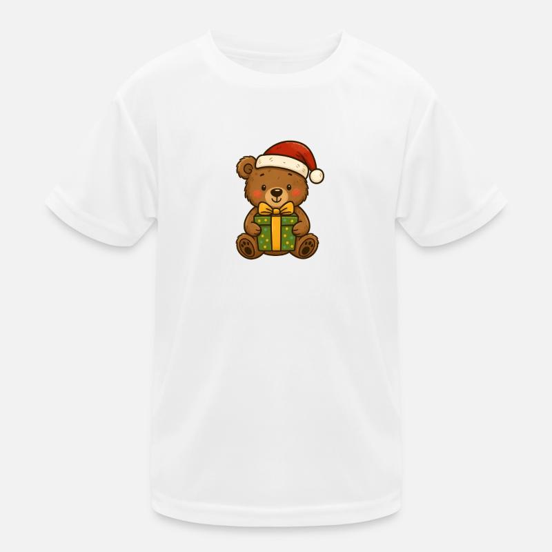 Ours en peluche mignon avec chapeau de Noël T-shirt sport Enfant