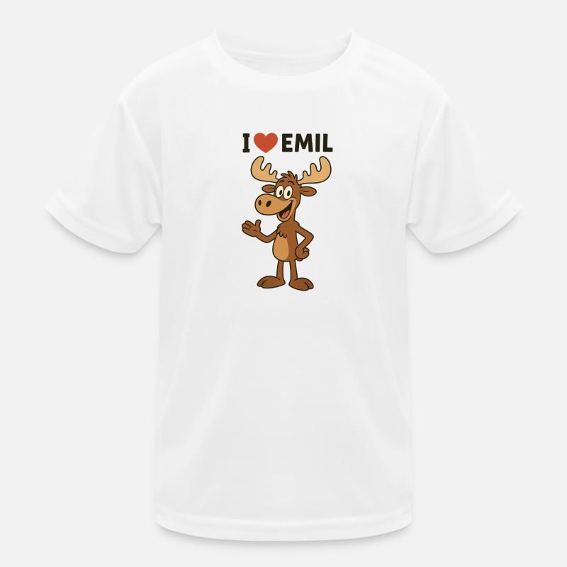 Humorvoller Elch mit Herz und Text Kinder Funktions-T-Shirt