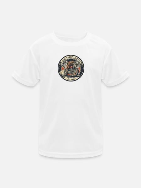 Vintage Dirt Track Motorcycle Logo - Kinder Funktions-T-Shirt - Weiß