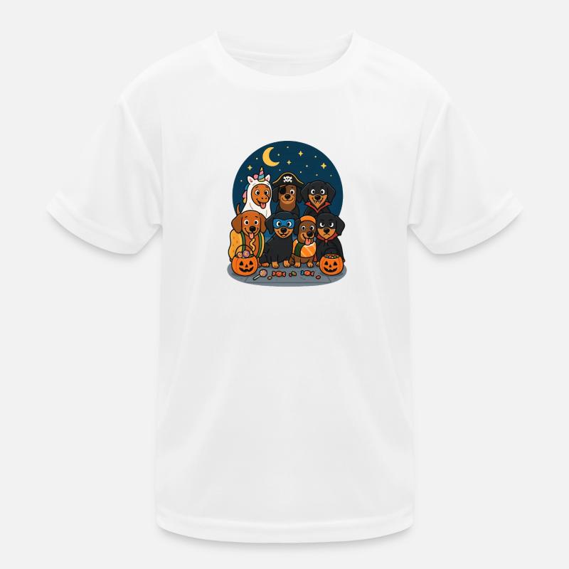 Halloween Kinder Hunde - Kinder Funktions-T-Shirt - Weiß