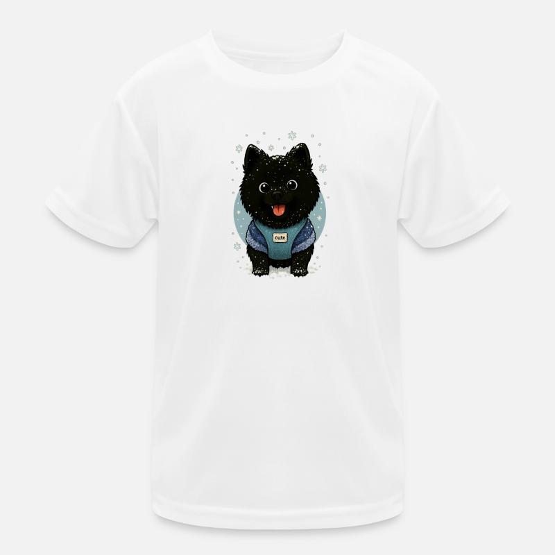 Süßer Spitz Karikatur mit Schnee Kinder Funktions-T-Shirt