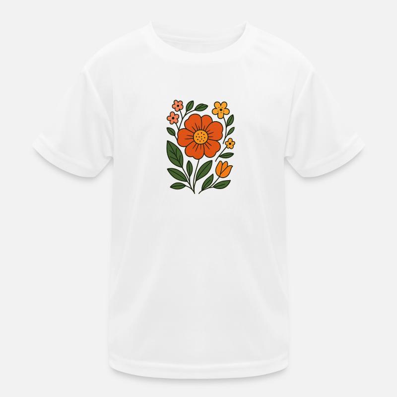 Rustic Botanical Flower Illustration Kids Functional T-Shirt