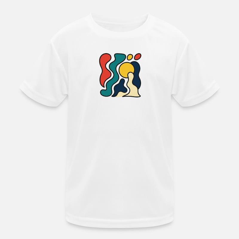 Abstraktes Design mit gelber Sonne Kinder Funktions-T-Shirt