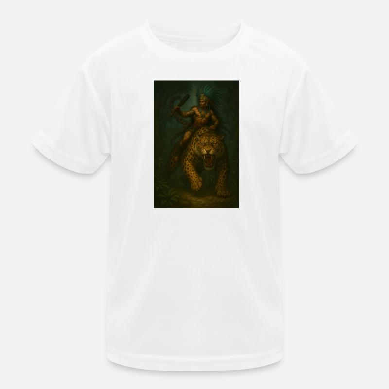 Apache Shaman on Jaguar in the Mystic Forest Kids Functional T-Shirt