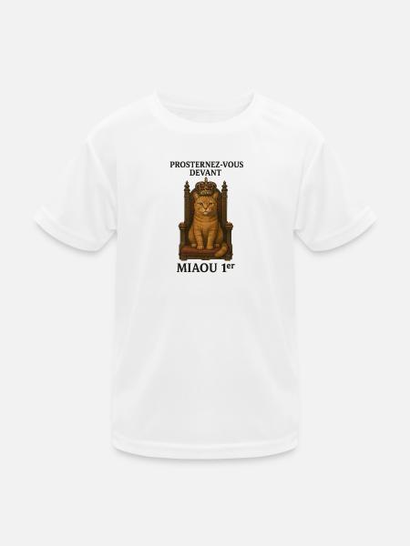 Chat Royal sur son Trône - T-shirt sport Enfant - blanc - Devant