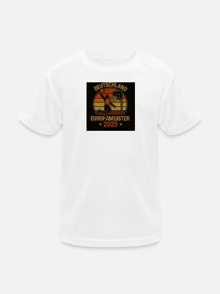 Basketball Europameister 2025 Deutschland - Kinder Funktions-T-Shirt - Weiß - Vorne