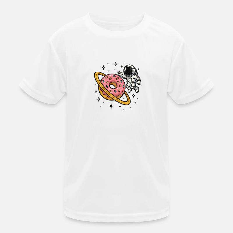 Weltraum-Astronaut mit Donut-Planet Kinder Funktions-T-Shirt