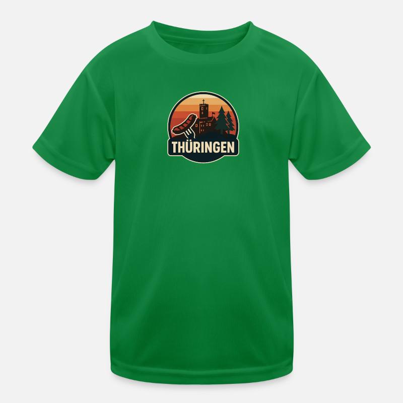 Thuringia Castle Panorama Badge Kids Functional T-Shirt