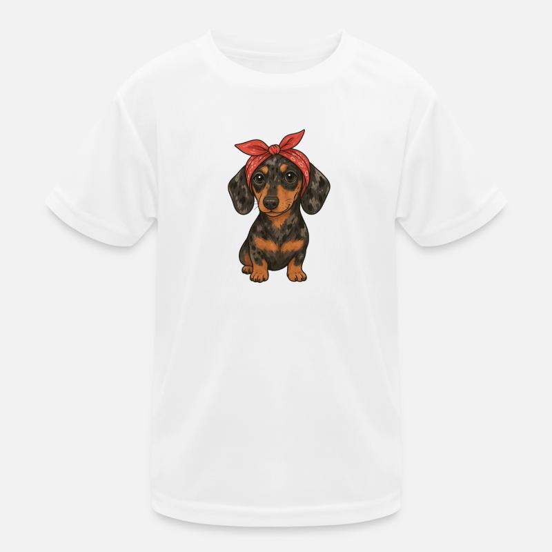 Süßer Dackel mit Bandana Kinder Funktions-T-Shirt