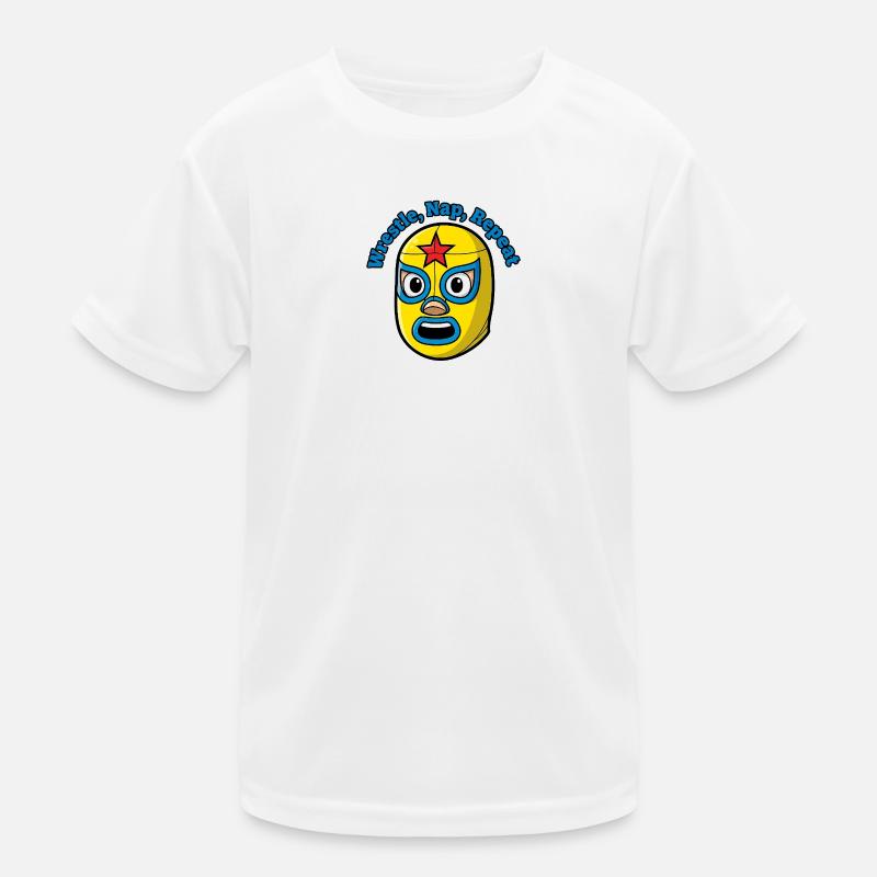 Wrestling Mask Wrestle, Nap Repeat - Kids Functional T-Shirt - white