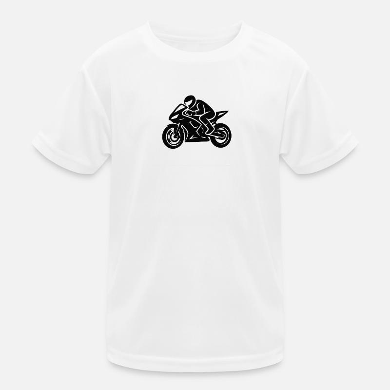 Motorcycle line drawing Kids Functional T-Shirt