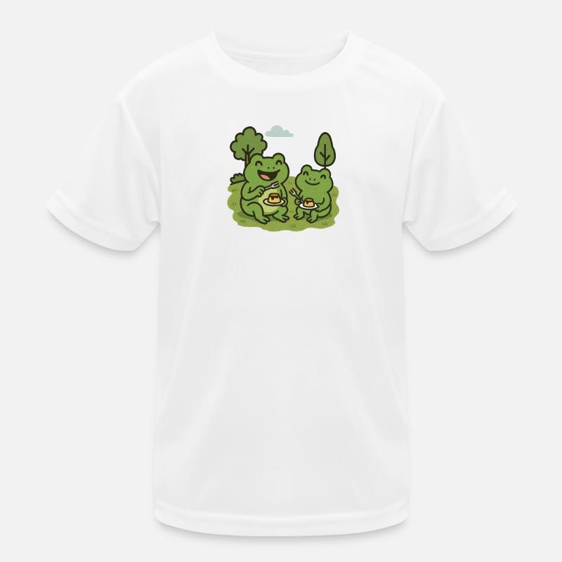 Eating pudding with a fork - frogs Kids Functional T-Shirt