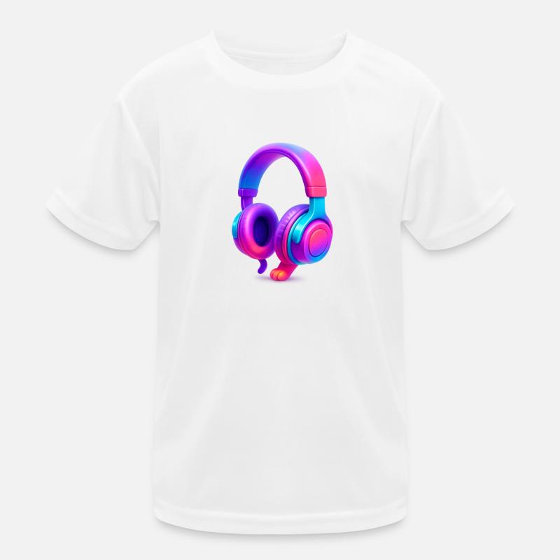 Neon Gradient Headphones Kids Functional T-Shirt