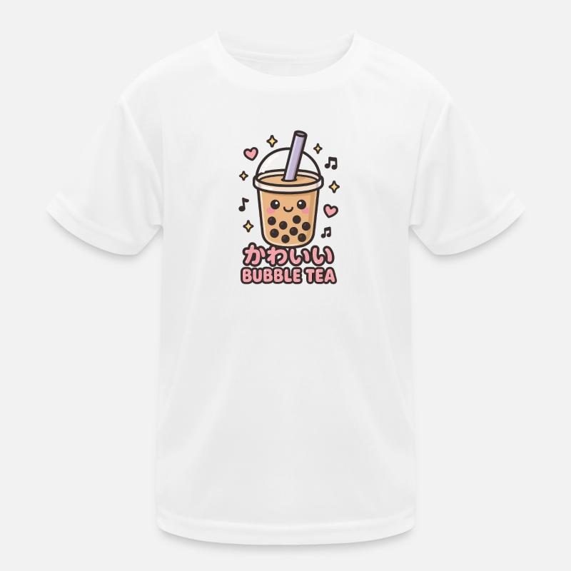 Kawaii Bubble Tea Sticker Kids Functional T-Shirt