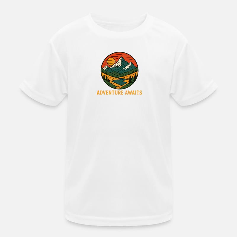 Adventure awaits mountain scenery - Kids Functional T-Shirt - white