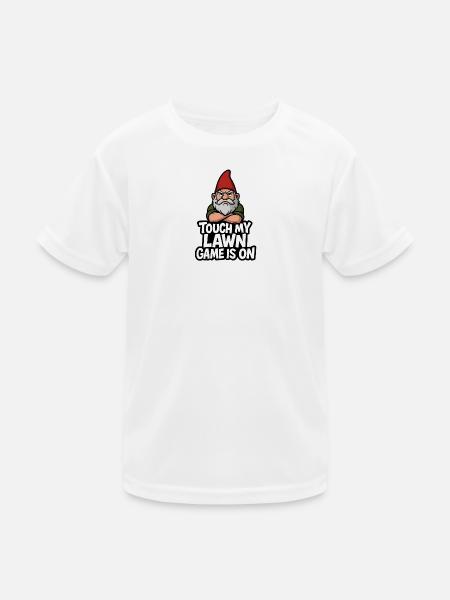 Gartenzwerg Drohgebärde Touch Lawn - Kinder Funktions-T-Shirt - Weiß - Vorne