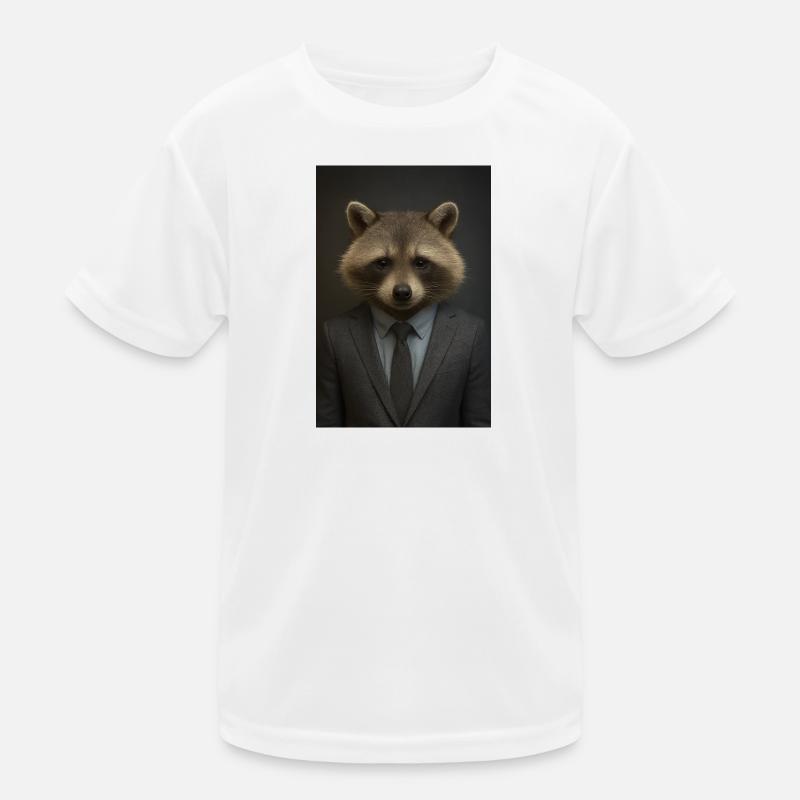Waschbär im Anzug – Geschäftsstil Kinder Funktions-T-Shirt