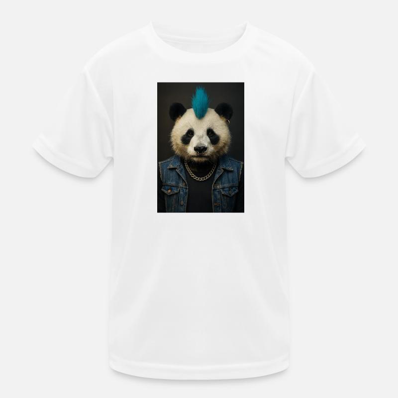 Panda Punk avec Mohawk bleu T-shirt sport Enfant