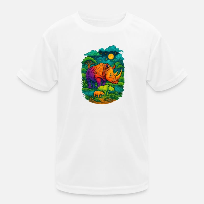 Regenbogen Rhino Kinder Funktions-T-Shirt