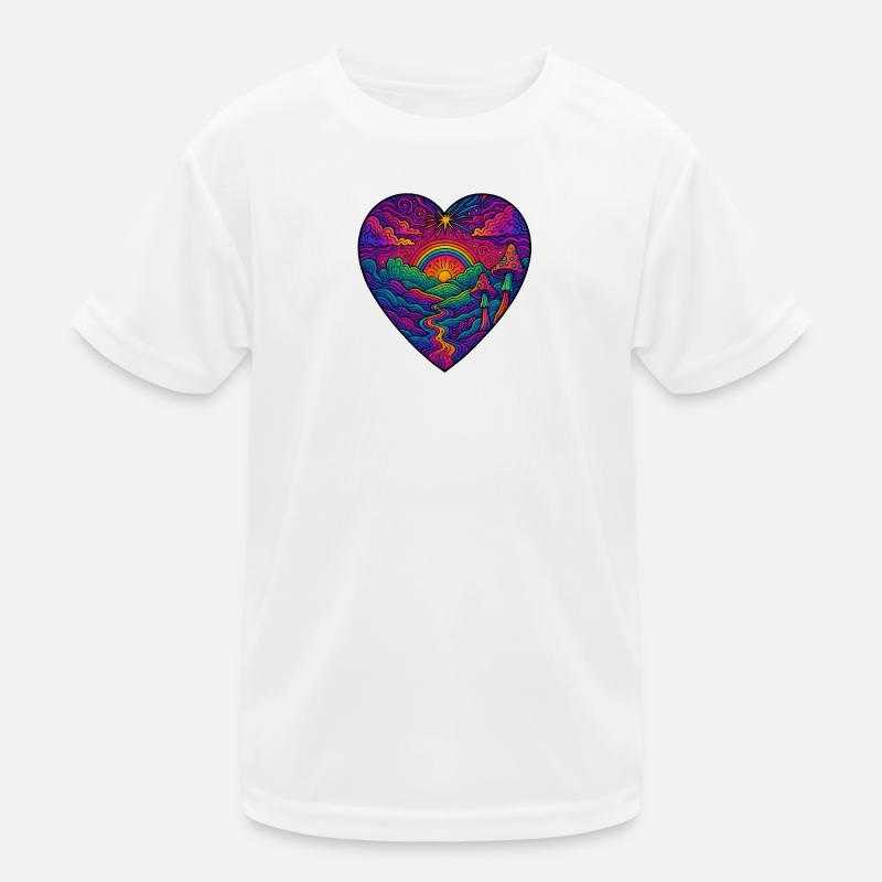 Regenbogenherz Landschaft Kinder Funktions-T-Shirt