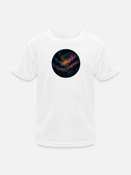 Orangefarbener Nachthimmel - Kinder Funktions-T-Shirt - Weiß - Vorne