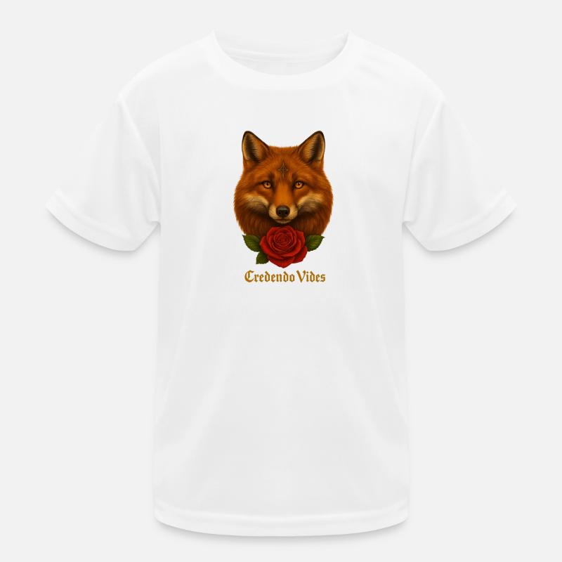 Fuchs mit Rose - Credendo Vides Kinder Funktions-T-Shirt