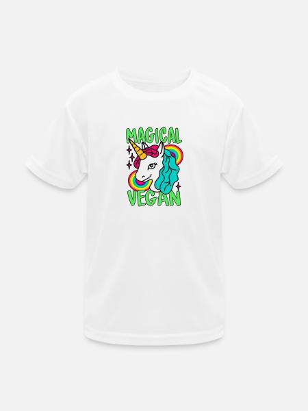 Magical Go Vegan Unicorn - Kids Functional T-Shirt - white