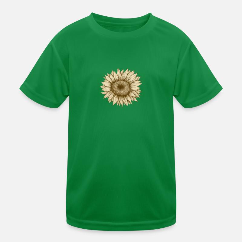 Sunflower Vintage Sketch Kids Functional T-Shirt