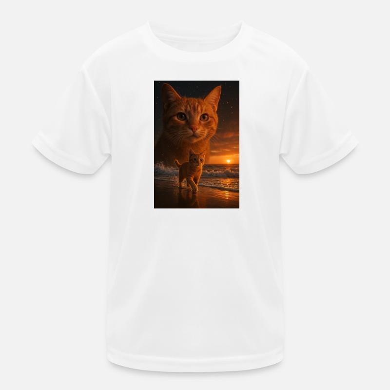 Coucher de soleil chat Double vue T-shirt sport Enfant