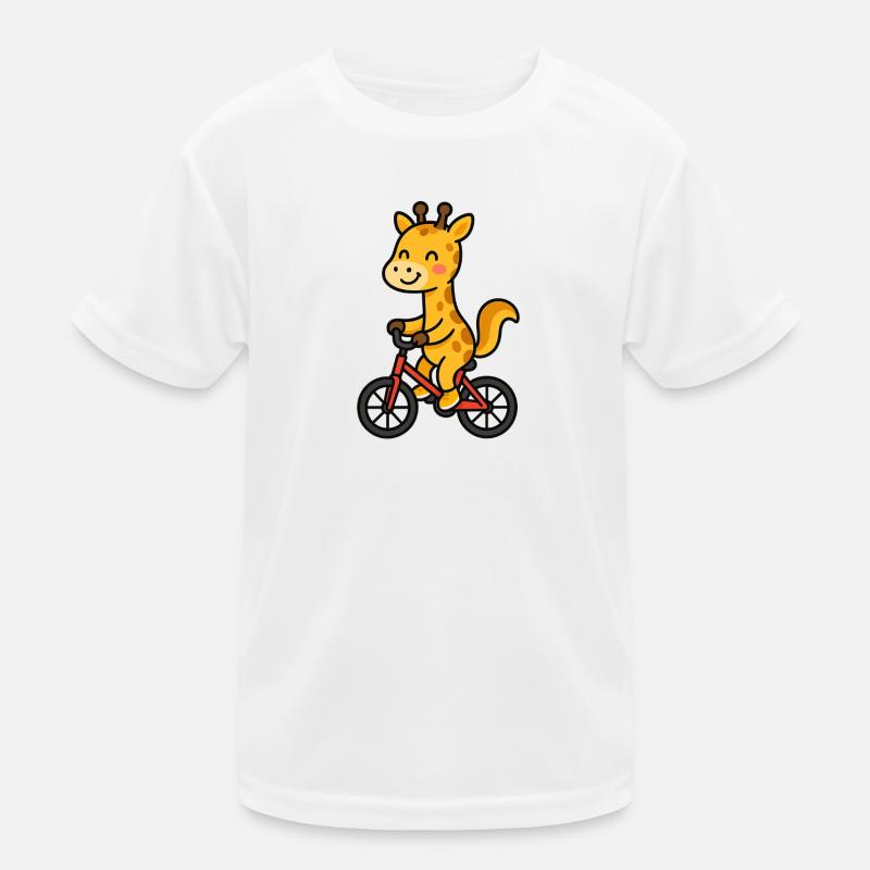 Giraffe auf dem Fahrrad Kinder Funktions-T-Shirt