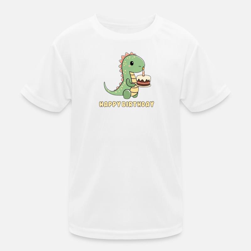 Dino avec un gâteau d’anniversaire T-shirt sport Enfant