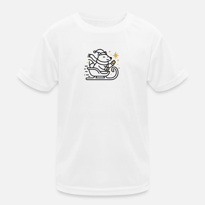 Weihnachtsmaus auf Schlitten Kinder Funktions-T-Shirt