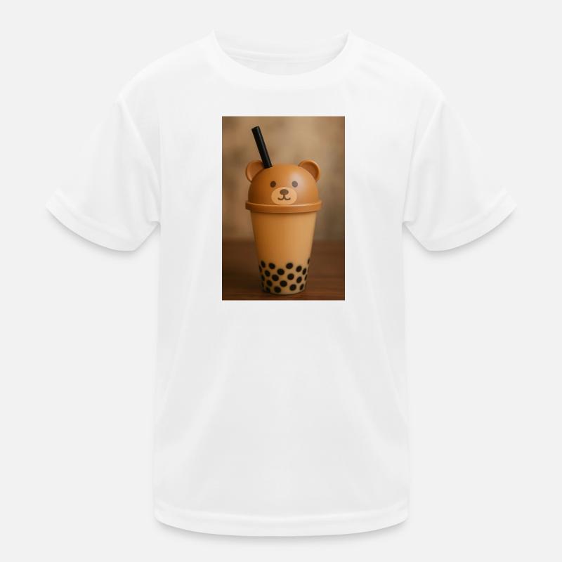 Bear Lid Bubble Tea Cup Design Kinder Funktions-T-Shirt