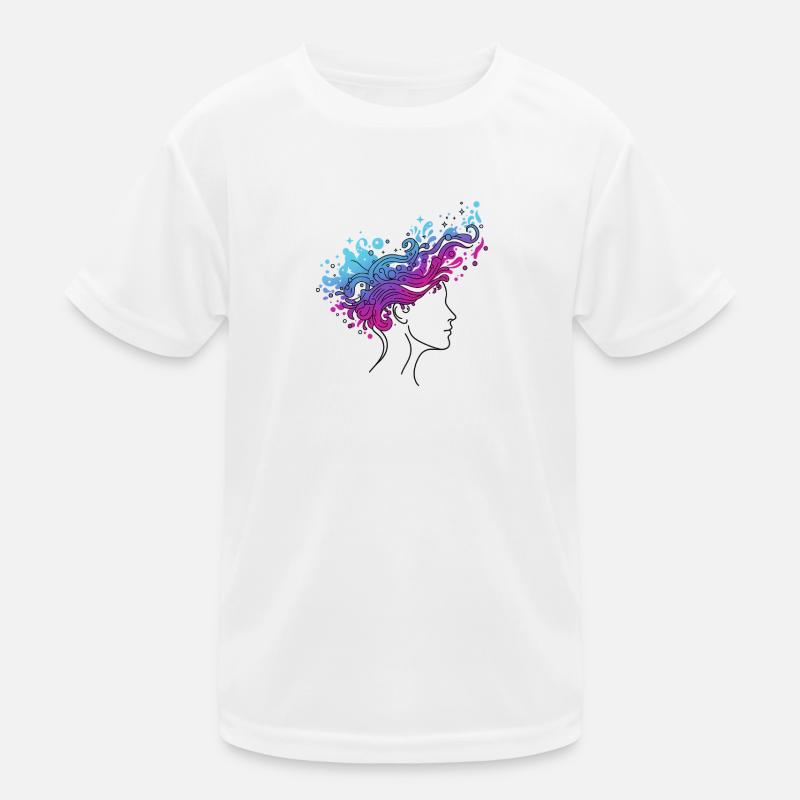 Cosmic Flow of Thoughts – Abstract Head Design Kids Functional T-Shirt