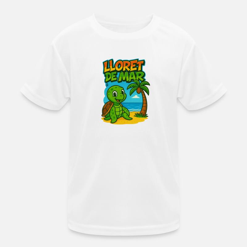 Lloret de Mar Schildkröten-Cartoon-Strand Kinder Funktions-T-Shirt