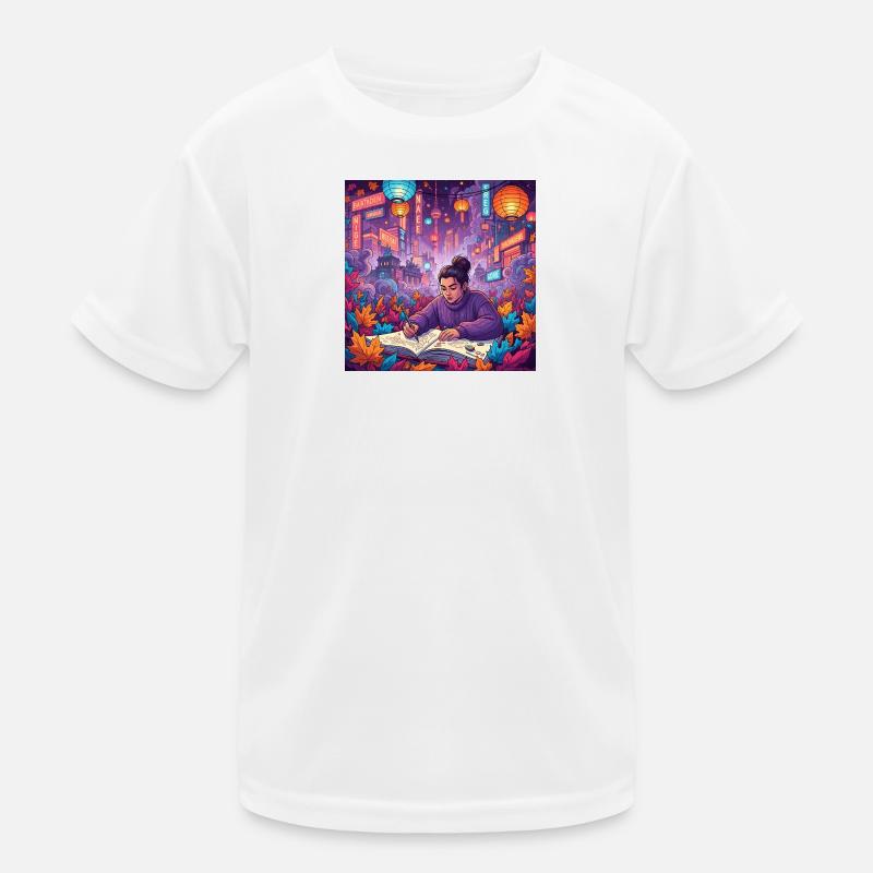Person sketching in Berlin in autumn Kids Functional T-Shirt