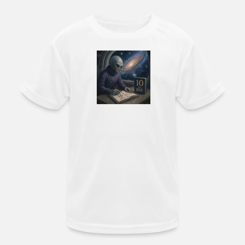 Alien Writer Cosmos Kids Functional T-Shirt