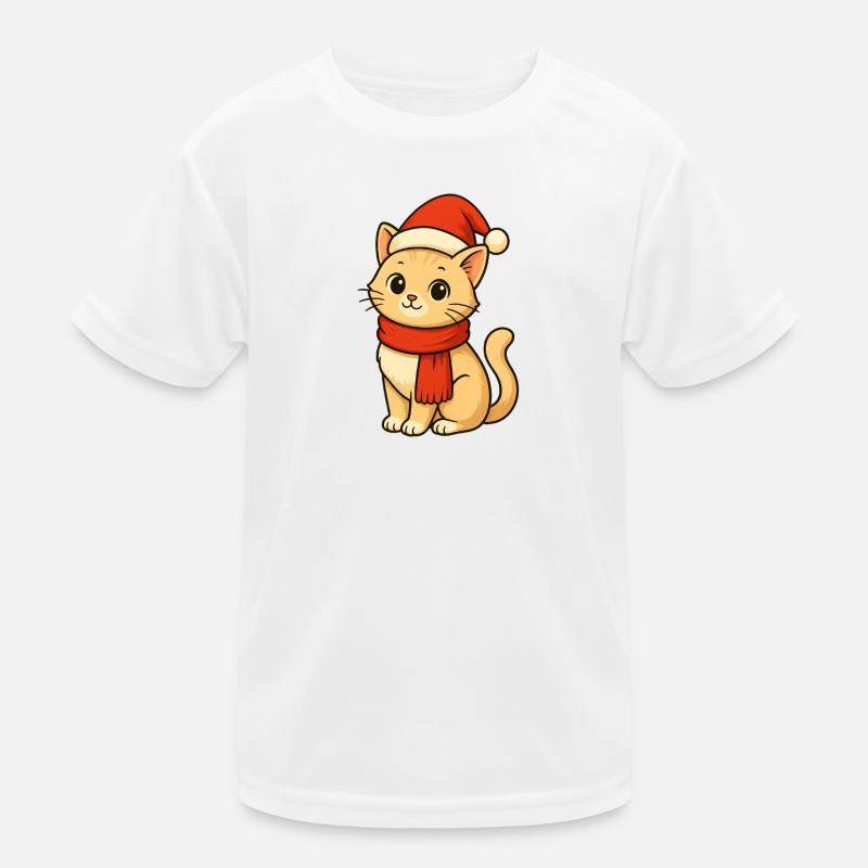 Winterkatze mit Santa Hut Kinder Funktions-T-Shirt