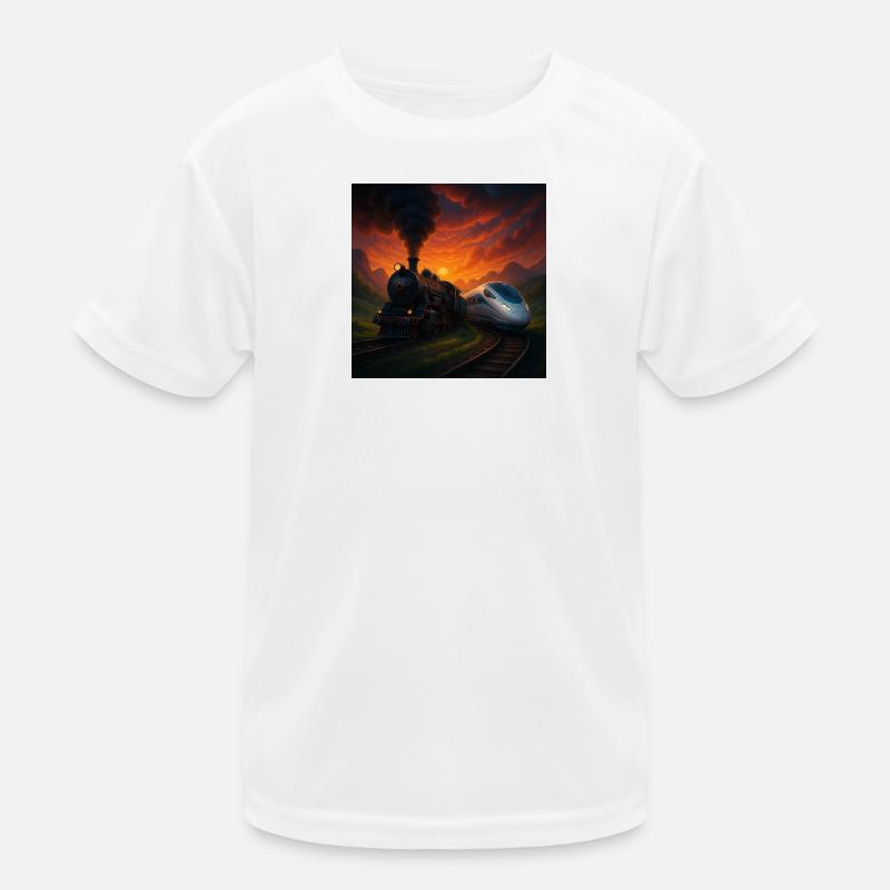 Train à vapeur vs train du futur T-shirt sport Enfant